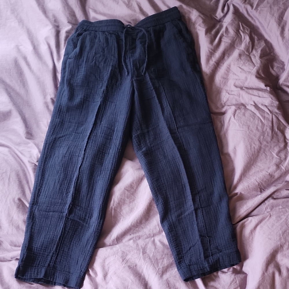 J. Crew Navy Blue Lightweight Cotton Capris